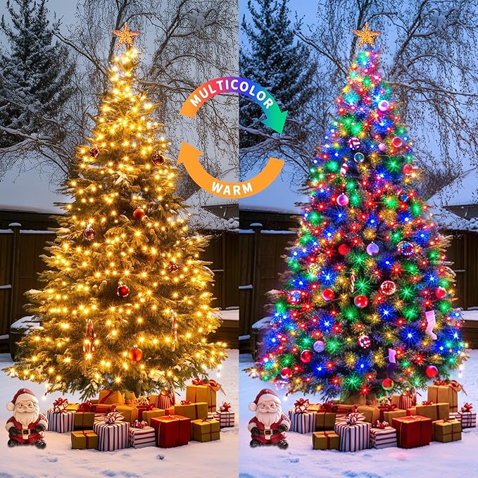 JMEXSUSS 2 Pack Warm White & Multicolor Solar Christmas Lights Outdoor - Image 2