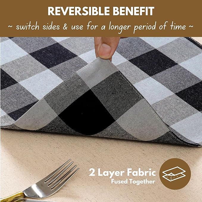 Native Fab Table Runner Buffalo Check Plaid 100% Cotton - Image 2