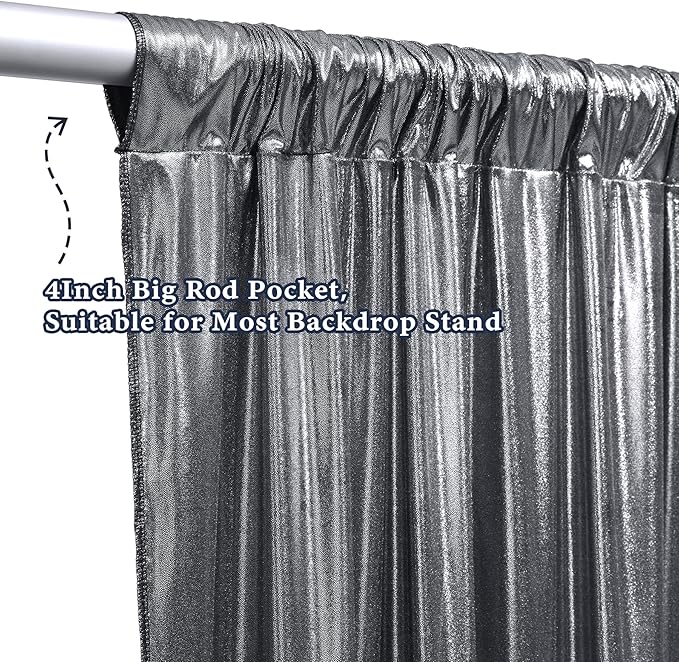 Outpain Thick 10 ft x 10 ft Black Silver Sequin Backdrop Curtain - Image 6