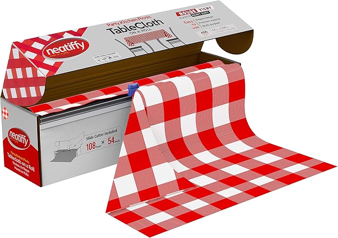 Neatiffy Disposable Plastic Table Cloth Roll | 54 in x 108 Ft Waterproof by NEATIFFY