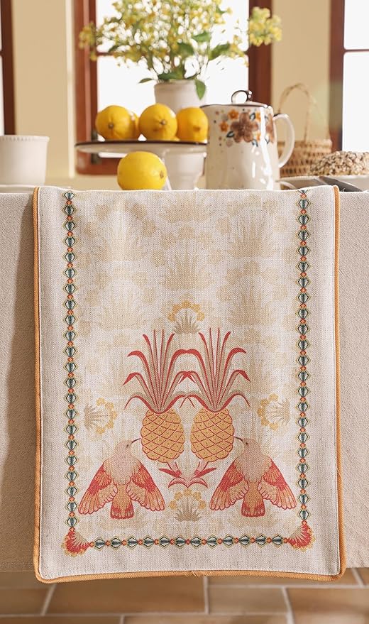 patdrea Designer Tropical Linen Table Runner 102 Inch Long, Decoration - Image 7