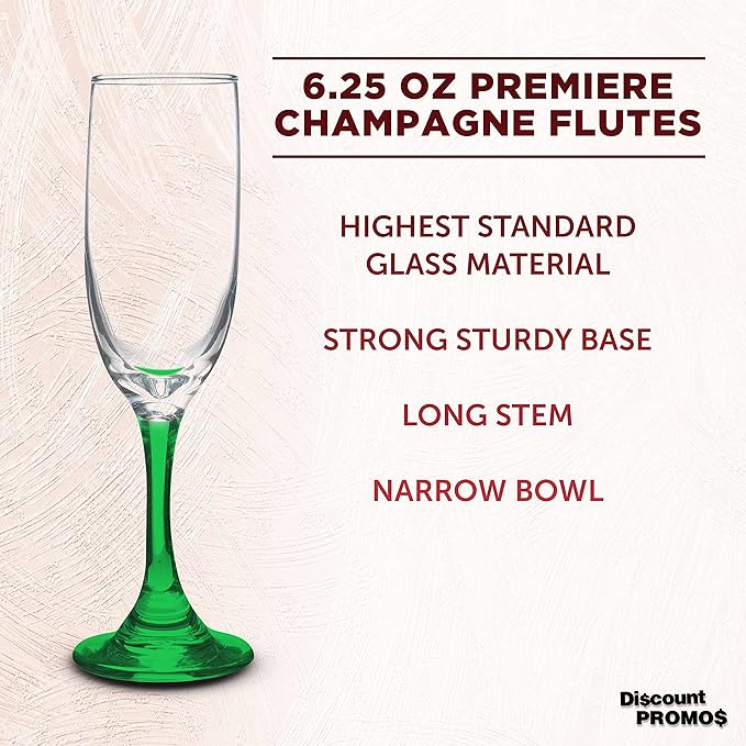 DISCOUNT PROMOS Premiere Champagne Flutes 6.25 oz. Set of 10, Bulk Pack - Image 3