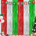 2 Pack Christmas Backdrop, 3.28 FT x 7.05 FT Red Silver Green Party Streamer by ZATAYE