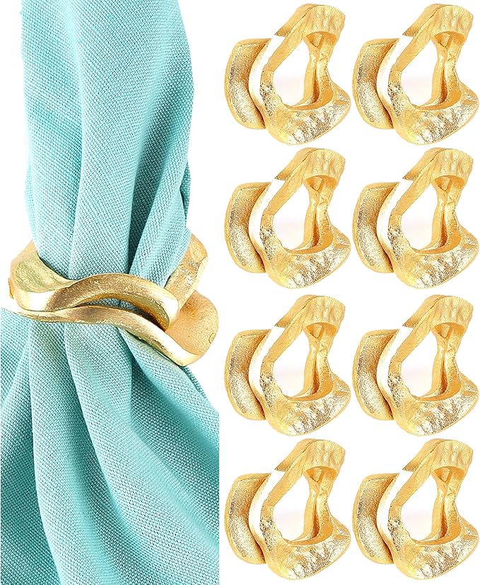 Golden Napkin Rings Set of 8 by ALPHALivingHOME