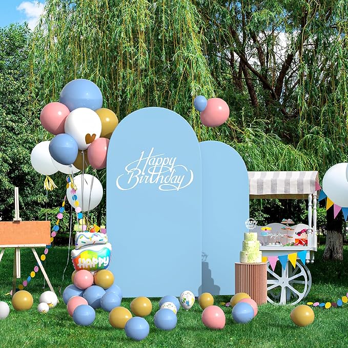 Set of 2 Arch Backdrop Cover Dusty Blue High Elastic Wrinkle-Resistant Arch - Image 3