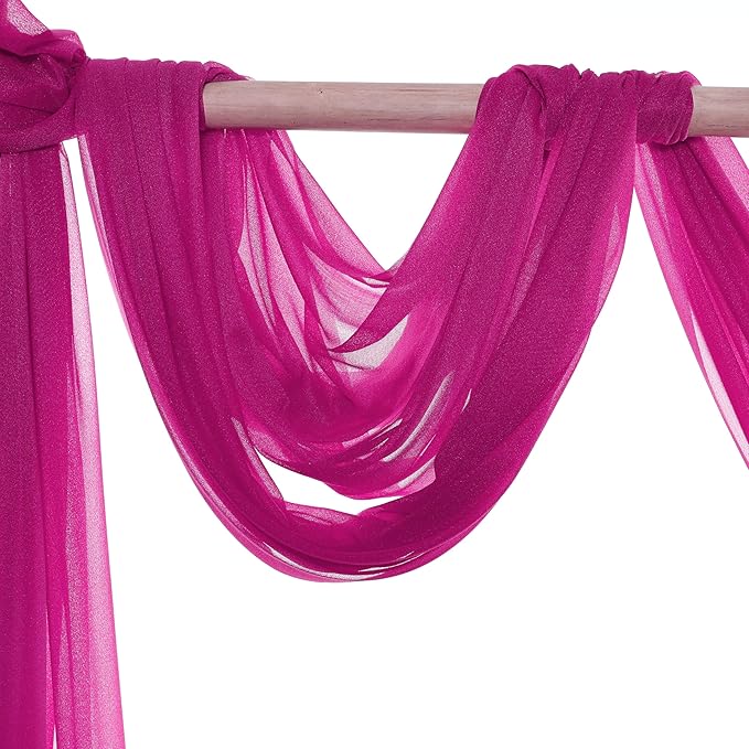 VDS Pack of 3 Panel Wedding Arch Draping Fabric Sheer Chiffon Fabric Drapery - Image 4