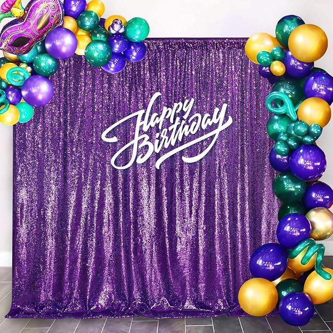 Purple Sequin Backdrop 8ft x 8ft Glitter Party Backdrop Curtains Glitter - Image 6