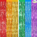 2 Pack Rainbow Metallic Tinsel Foil Fringe Curtains, Door Streamers Photo Booth by Unknown