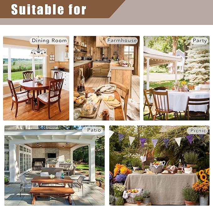 Fitable 2 Pack Faux Linen Fall Tablecloths, Wrinkle Proof Fabric Table Cloth - Image 5