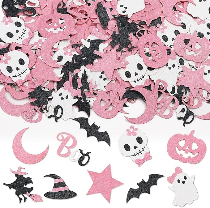 MARFOREVER Pink Halloween Confetti Glitter, Halloween BOO Witch Bat Pumpkin by MARFOREVER