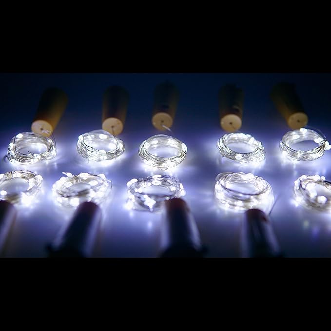 10 Pack 20 LED Wine Bottle Cork Lights Mini Fairy String Lights Copper Wire - Image 5