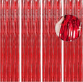 BTSD-home Red Foil Fringe Curtain, Metallic Photo Booth Backdrop Tinsel Door by BTSD-home