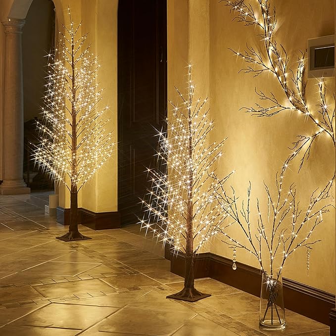 BAOLITVINE Lighted Branches Brown 32IN 200 Warm White Fairy Lights, Lighted - Image 3