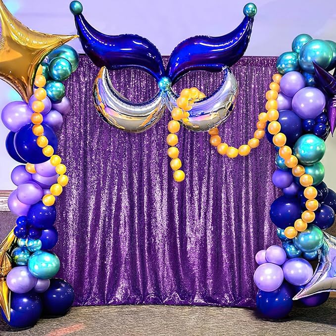 Purple Sequin Backdrop 8ft x 8ft Glitter Party Backdrop Curtains Glitter - Image 4