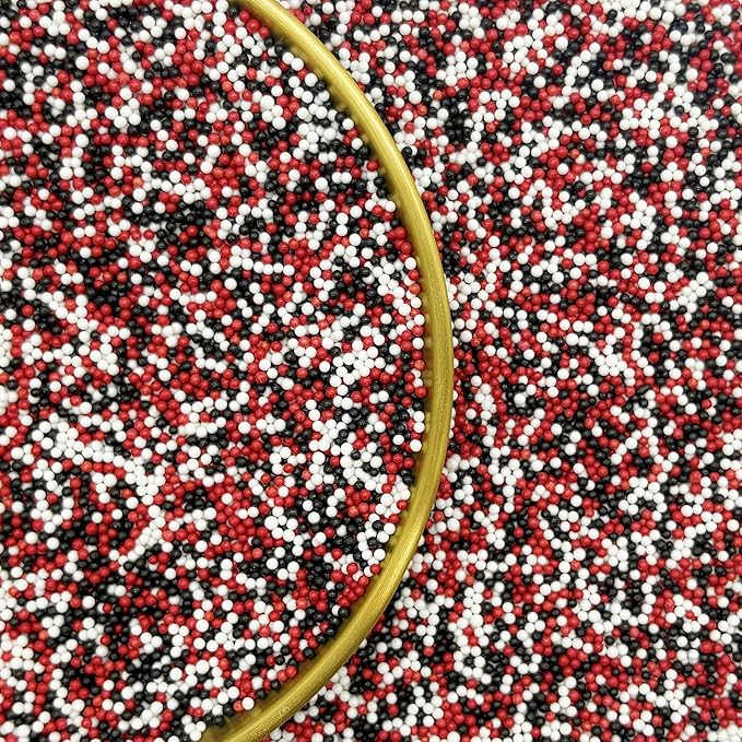 Edible Red & Black & White Sprinkles Candy 2mm Mini Pearls Cake Decorations - Image 2