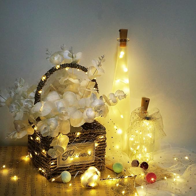 20 LED Wine Bottle Lights with Cork, 15 Pack Battery Operated Cork Shape Fairy - Image 2