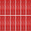12 Pack Red Curtains, 3.28 FT x 7.05 FT Party Streamer, Metallic Party Backdrop by ZATAYE