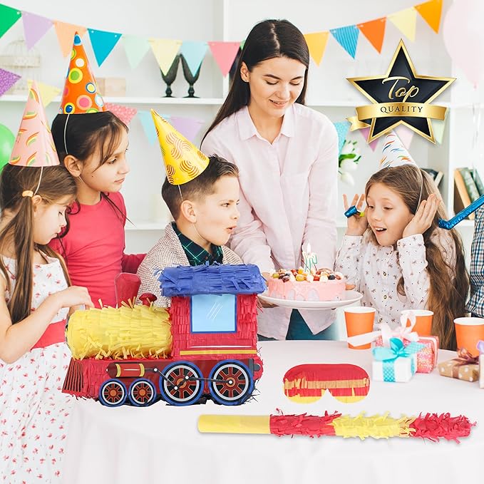 3D Train Pinata Bundle with a Blindfold and Bat, Train Pinata - Image 7