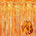 6 Pack Orange Foil Fringe Curtains Backdrop, 3.28 x 8.2 Ft Metallic Streamers by LANTIANCHEN