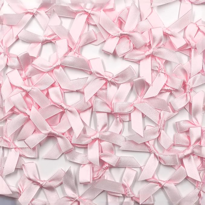 60pcs 1.7" Mini Pink Ribbon Bows Decor – Small DIY Satin Bows - Image 9