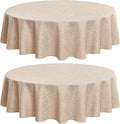 Fitable Faux Linen Textured Beige Round Tablecloths 60 Inches by Fitable