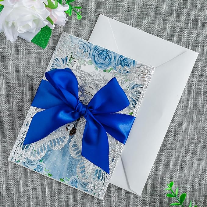 20 PCS 5.12x7.2 Butterfly Personalized Quinceanera Invitation, Customized XV - Image 5