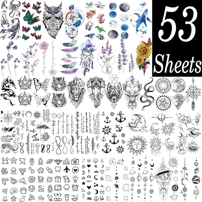 53 Sheets 3D Large Tiger Dragon Temporary Tattoos - Image 5