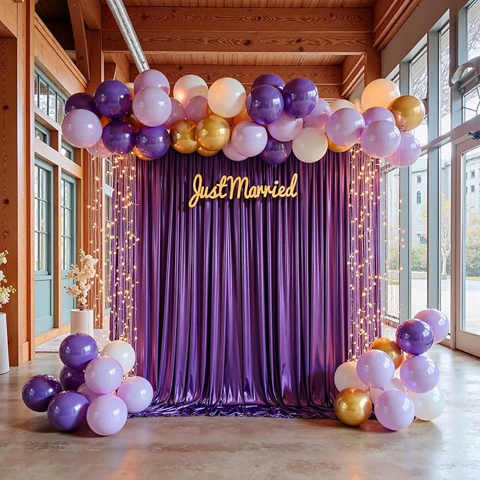 10x10ft Thick Purple Glitter Backdrop Curtain Panels - Image 9