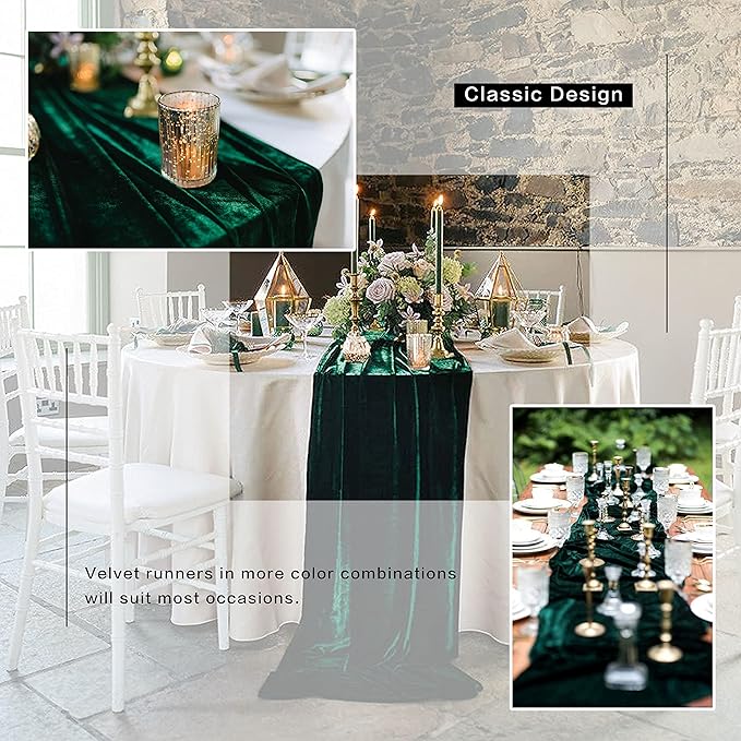 Velvet Table Runner, 10ft Luxurious Wedding Reception Decorations Soft Velvet - Image 3