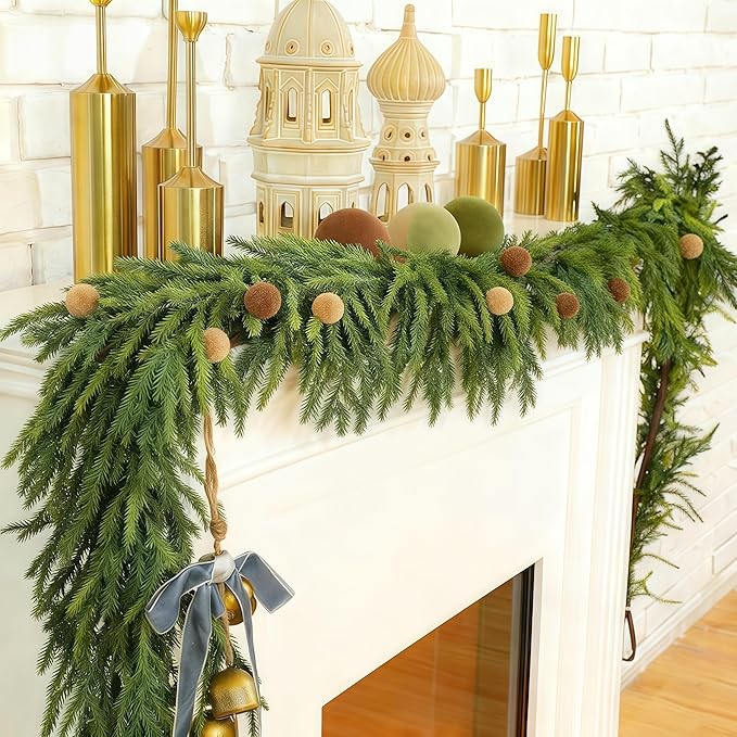 Christmas Decorations Artificial Norfolk Pine Garlands 6FT, Real Touch Winter by Yacinu
