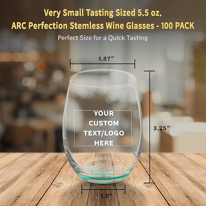 Custom Stemless Wine Glasses by ARC 5.5 oz. Set of 100, Personalized Bulk Pack - Image 5
