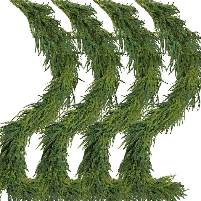 5 Pcs Artificial Norfolk Pine Garlands Christmas, 6 FT Dense Real Touch Winter by Oleitodh