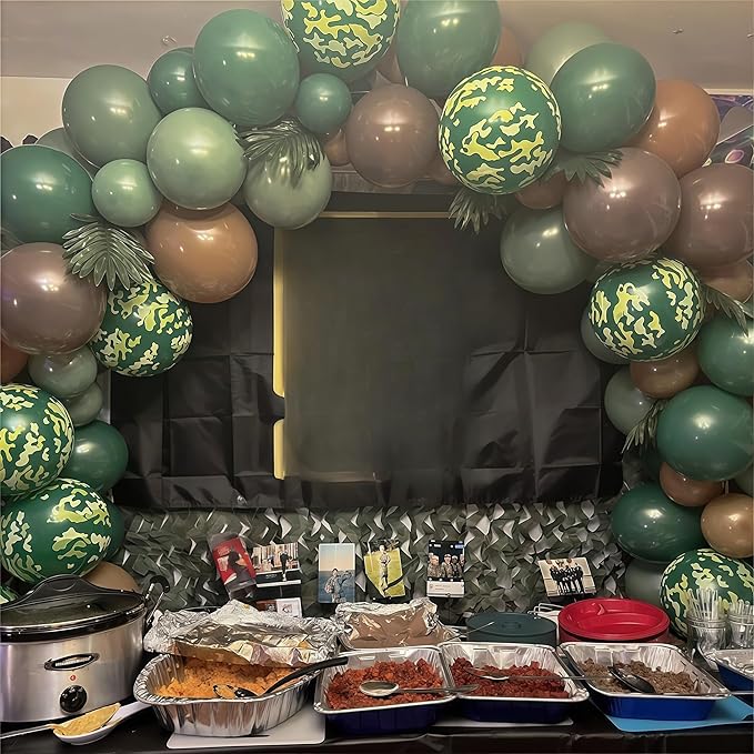 Green and Brown Army Balloons Set, 12 Inch Dark Sage Green Retro Light Coffee - Image 4