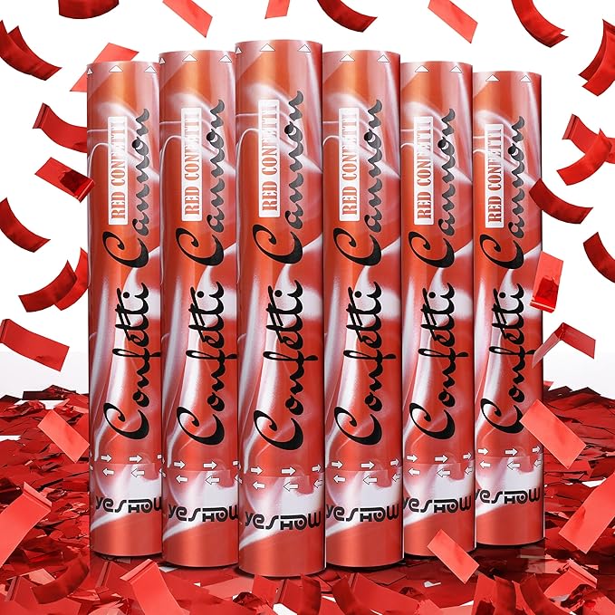 Confetti Cannon Party Poppers Shooters Red, YESHOW Confetti Bomb Blaster by YESITSSHOWTIME