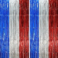 2 Pack Blue Red Silver Foil Fringe Backdrop Curtains, Tinsel Streamers Party by Voircoloria