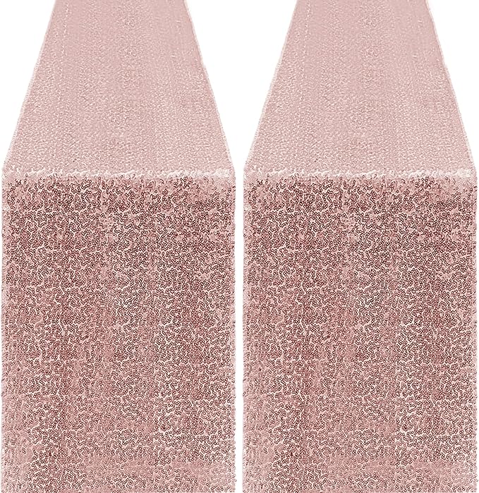 2 Packs 12 x 72 inches Sequin Table Runner, Rose Gold Glitter Table Runner by Unknown
