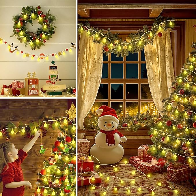 2 Pack Battery Operated String Lights - 52FT 120 LED Globe Fairy Lights - Image 4