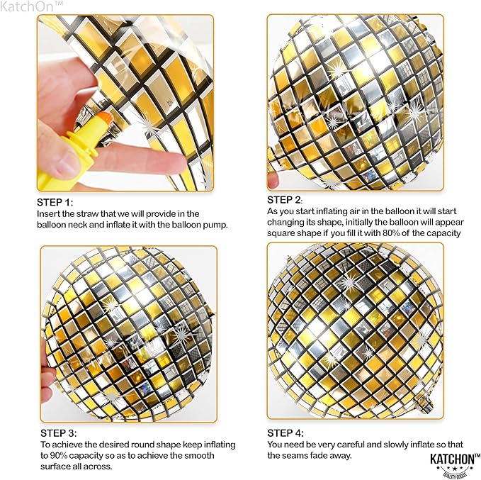 KatchOn, Huge Gold Disco Ball Balloons - Image 6