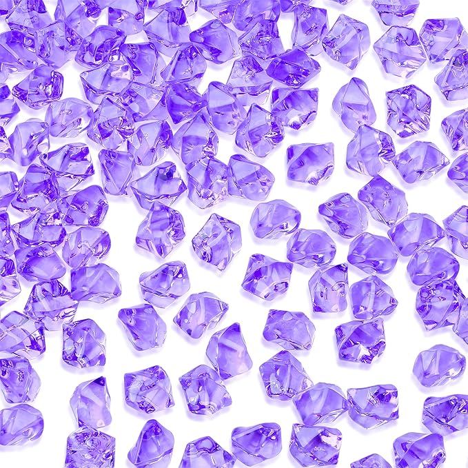 YATOJUZI 500pcs Fake Ice Cubes Violet Acrylic Crushed Rocks Purple Vase Fillers by YATOJUZI