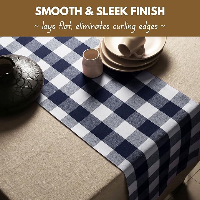 Native Fab Table Runner Buffalo Check Plaid 100% Cotton - Image 3