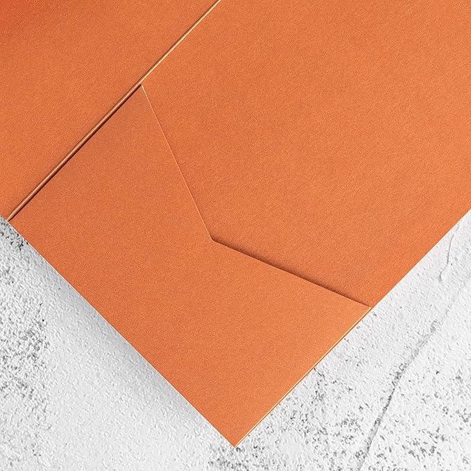 20 PCS Burnt Orange Tri-fold Laser Cut Wedding Invitation Pockets - Image 6