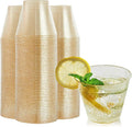 FOCUSLINE 9 oz Gold Plastic Cups, Disposable Clear Fancy Hard Plastic Cups by FOCUSLINE