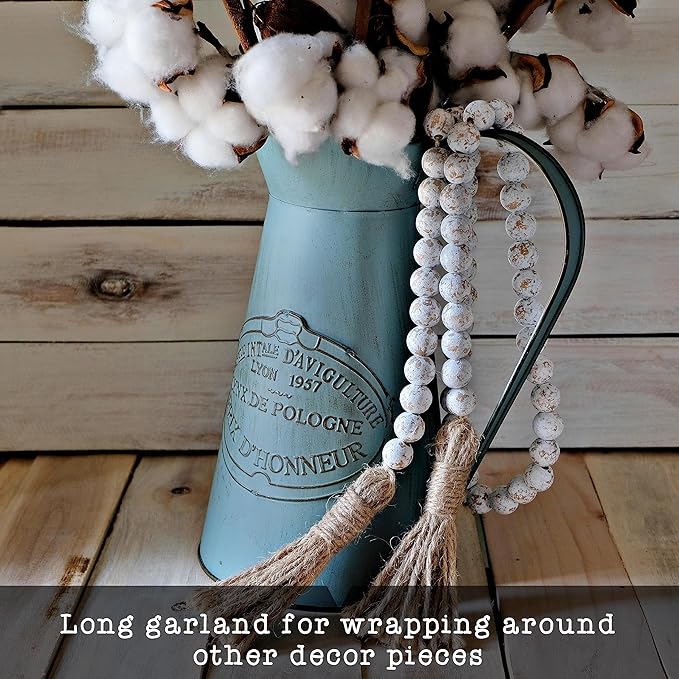 Farmhouse Wood Bead Garland Set of 2 - Image 2