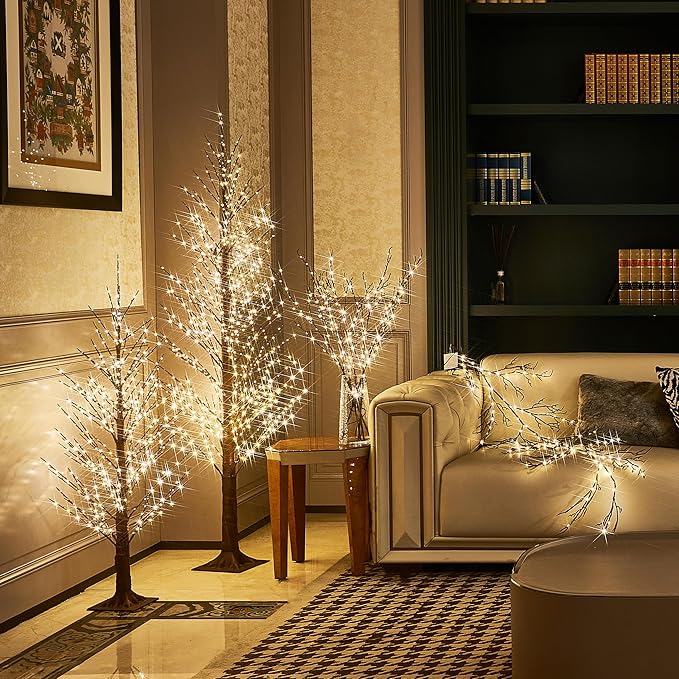 BAOLITVINE Lighted Branches Brown 32IN 200 Warm White Fairy Lights, Lighted - Image 5