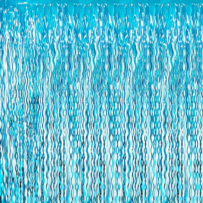 GOER 3.2 ft x 6.5 ft Metallic Tinsel Foil Fringe Curtains Party Photo Backdrop by GOER
