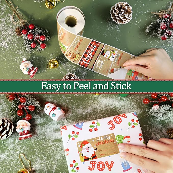 500 PCS Vintage Christmas Gift Tags, Christmas Name Tags Stickers Roll - Image 5
