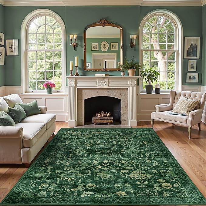 Dark Green Vintage Area Rug 5x7 - Image 4