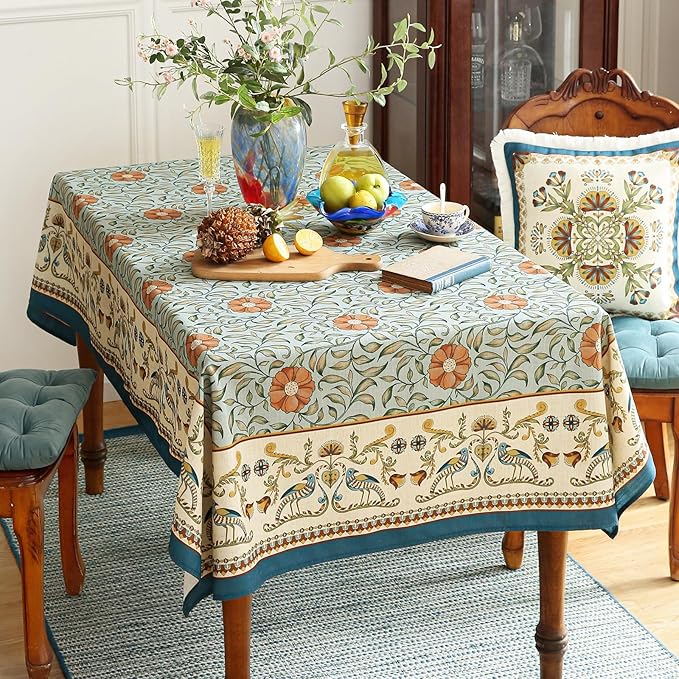 patdrea Designer French Linen Blue Tablecloth - Image 9
