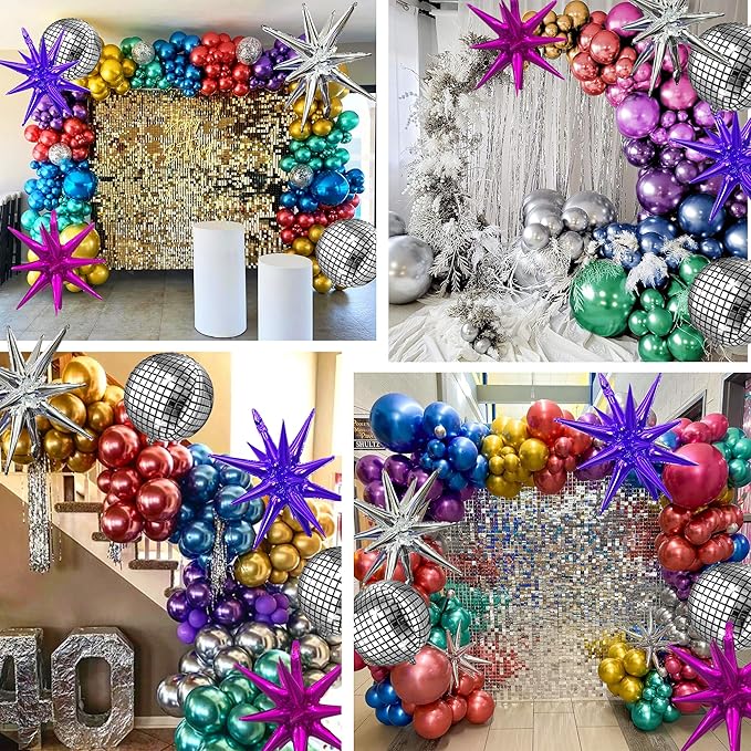 161pcs Shiny Chrome Balloon Garland Arch Kit Retro Disco Dance Party Decorations - Image 6