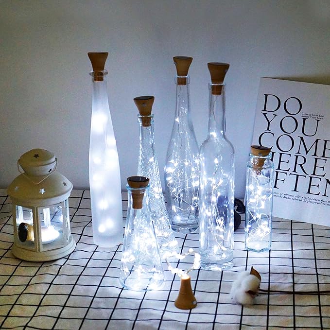 Decorman Upgraded 10 Pack Solar Wine Bottle Lights 20 LEDs Waterproof Silver by Decorman